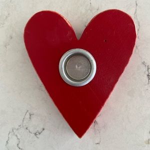 Red wooden candle holder